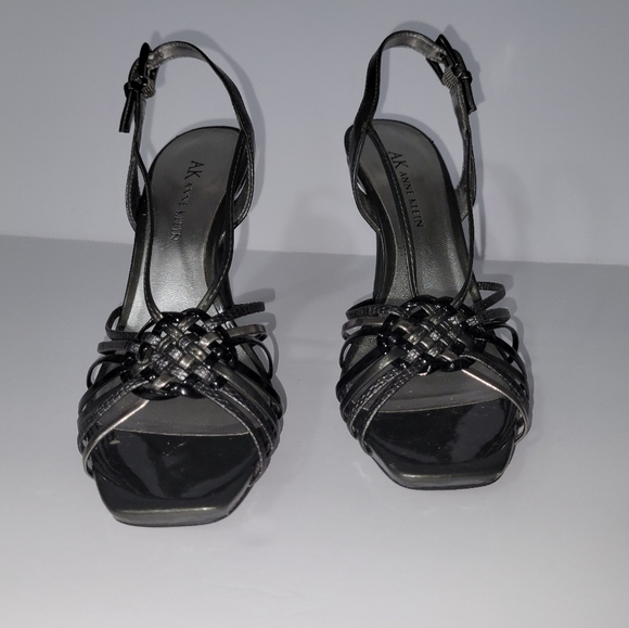 Anne Klein Shoes - Anne Klein Women's Heel Open Toe sling back Strap Dark Silver Patent y2k Sandals